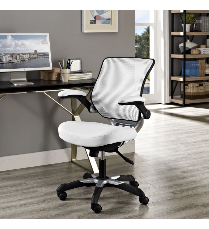 Edge Vinyl Office Chair in White - Lexmod