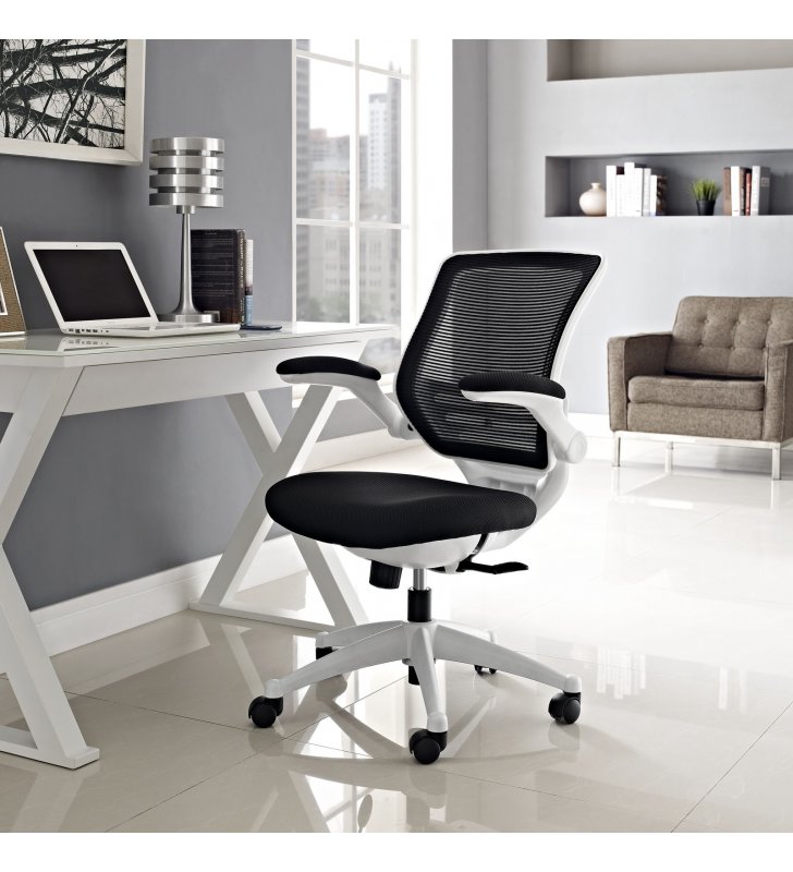 Edge White Base Office Chair in Black - Lexmod