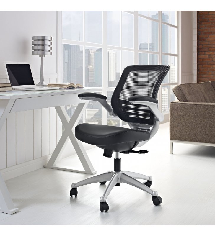 Edge Leather Office Chair in Black - Lexmod