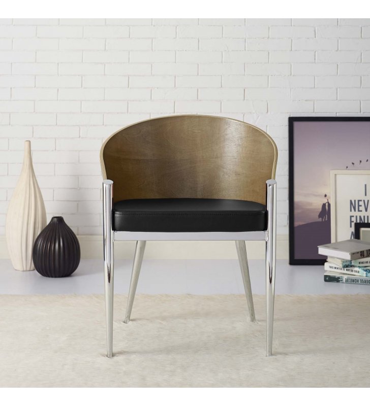 Cooper Dining Wood Armchair in Silver - Lexmod