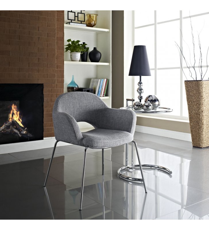 Cordelia Dining Armchair in Light Gray - Lexmod