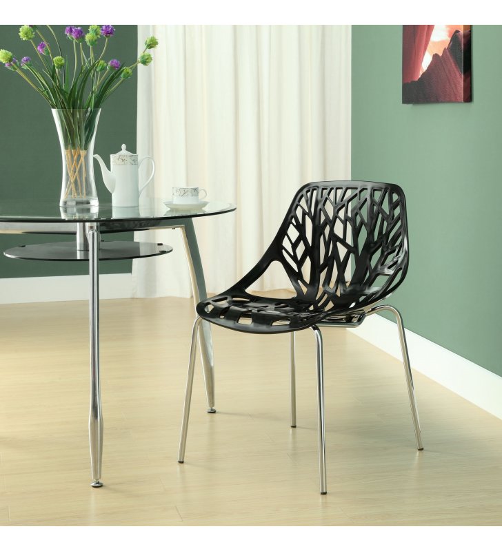 Stencil Dining Side Chair in Black - Lexmod