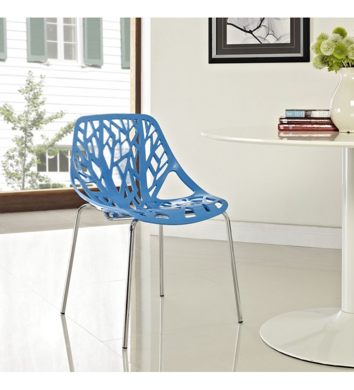 Stencil Dining Side Chair in Blue - Lexmod