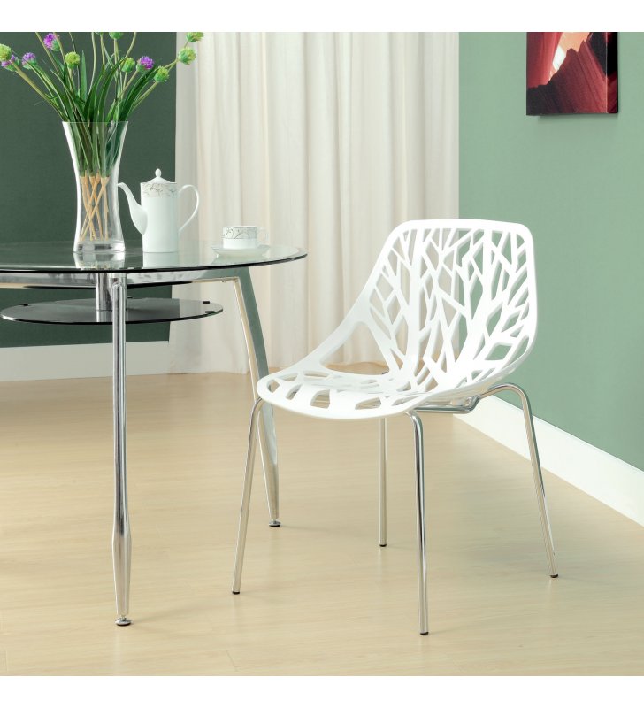 Stencil Dining Side Chair in White - Lexmod