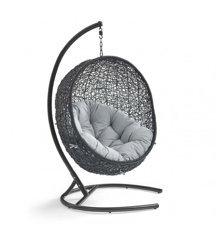 Encase Swing Outdoor Patio Lounge Chair in Gray - Lexmod
