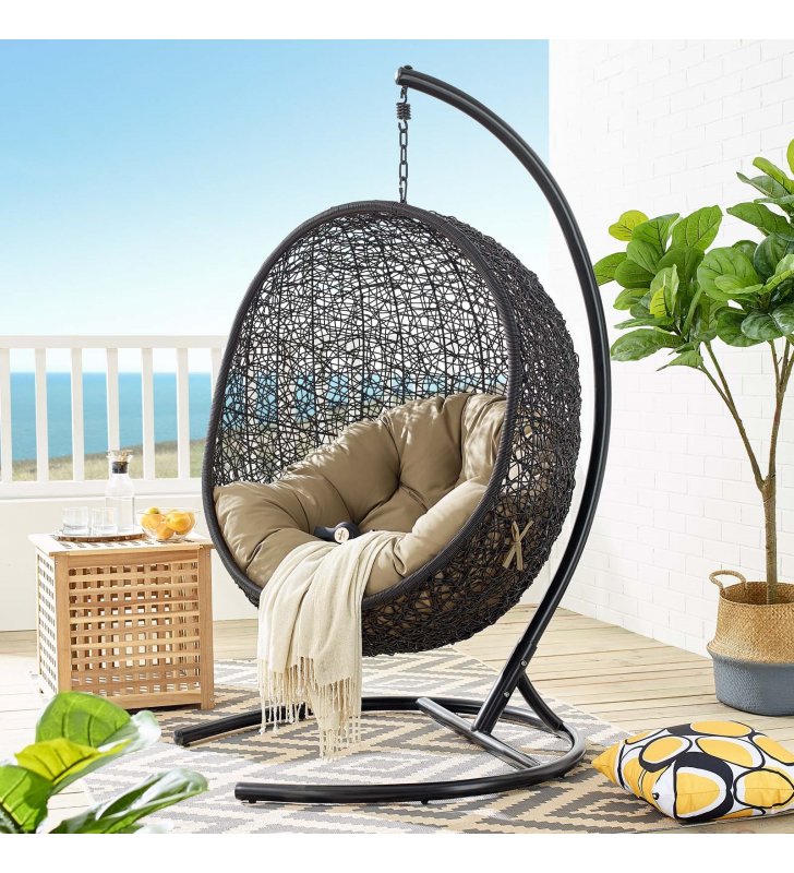 Encase Swing Outdoor Patio Lounge Chair in Mocha - Lexmod
