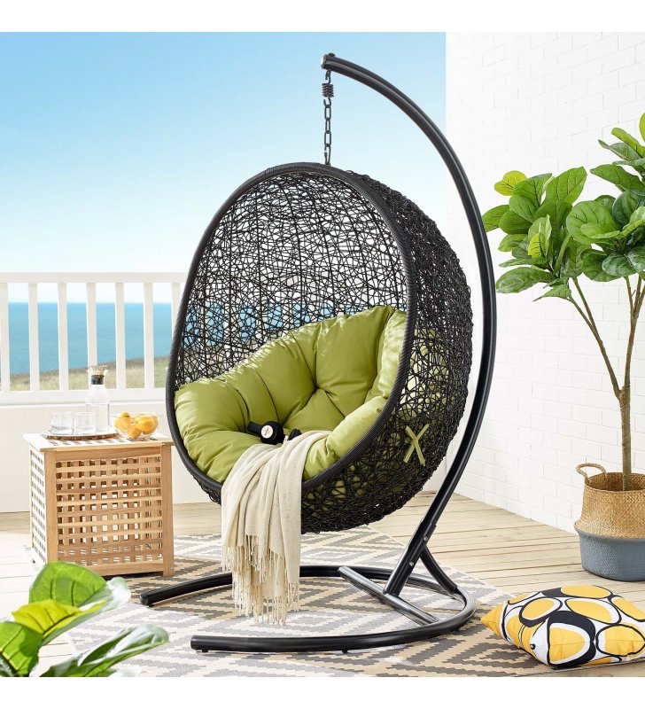 Encase Swing Outdoor Patio Lounge Chair in Peridot - Lexmod