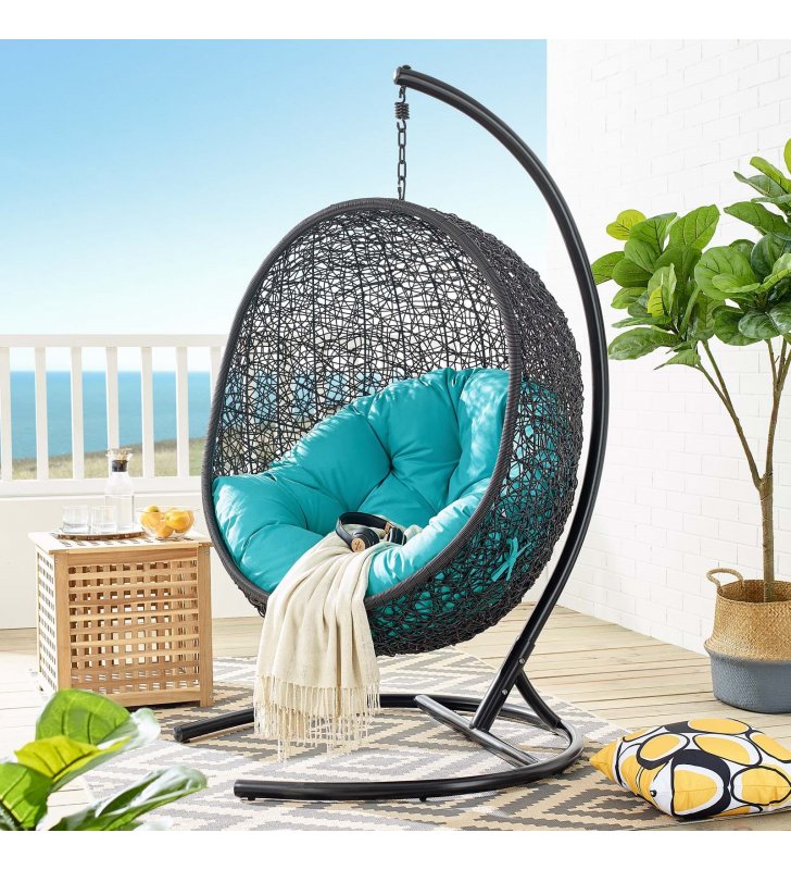 Encase Swing Outdoor Patio Lounge Chair in Turquoise - Lexmod