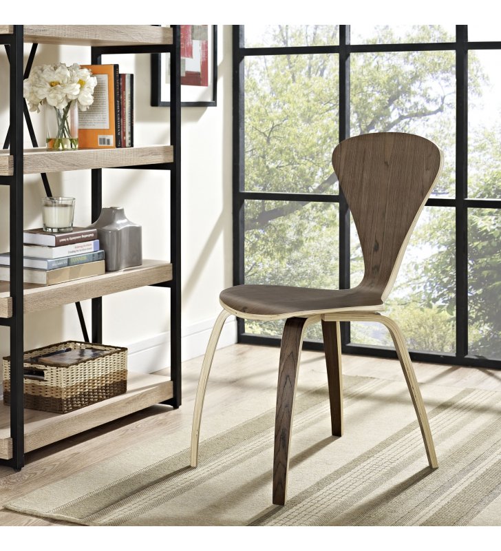 Vortex Dining Side Chair in Dark Walnut - Lexmod