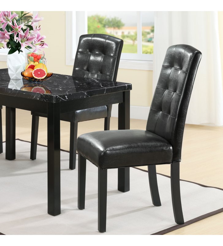 Perdure Dining Vinyl Side Chair in Black - Lexmod
