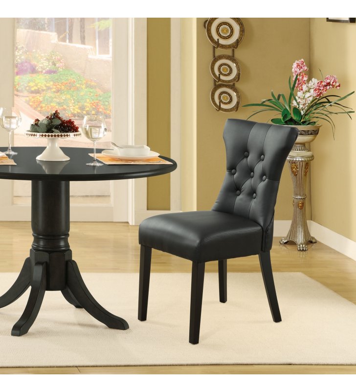 Silhouette Dining Vinyl Side Chair in Black - Lexmod