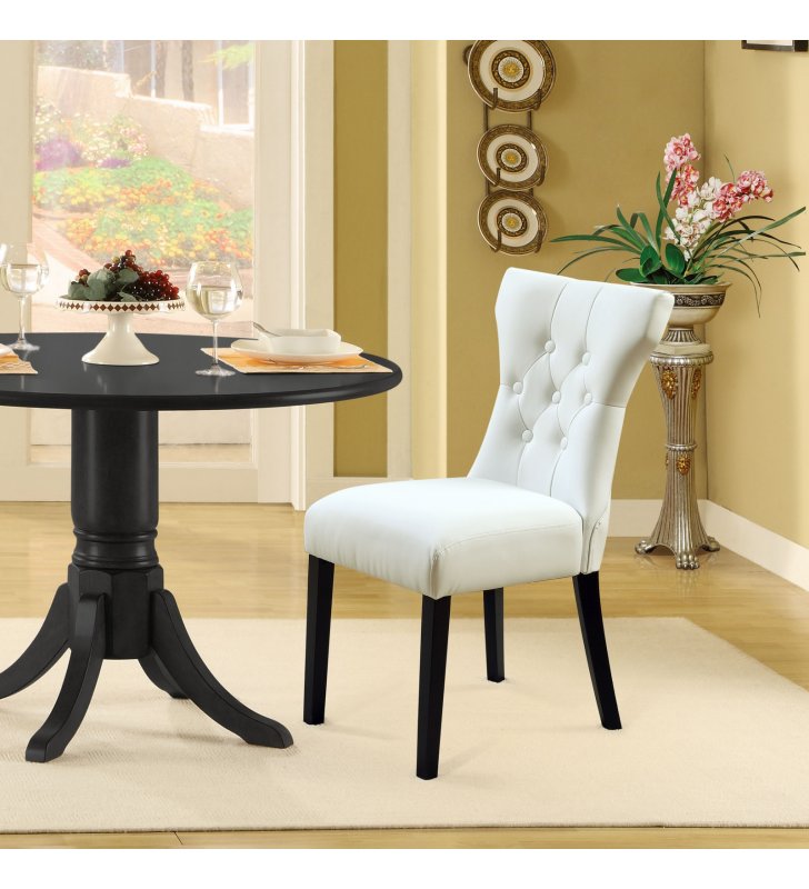 Silhouette Dining Vinyl Side Chair in White - Lexmod