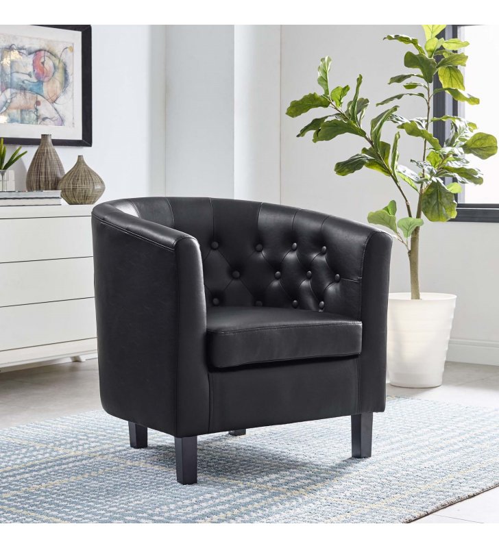 Prospect Upholstered Vinyl Armchair in Black - Lexmod
