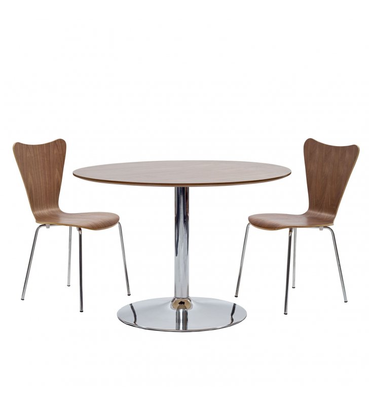 Rostrum 3 Piece Dining Set in Walnut - Lexmod