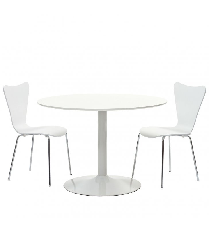 Revolve 3 Piece Dining Set in White - Lexmod