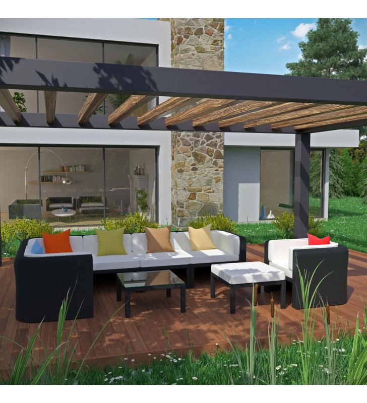 Bonaire 9 Piece Outdoor Patio Sectional Set in Espresso Multicolor - Lexmod