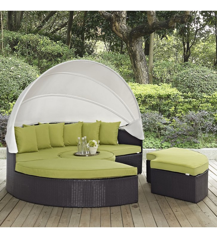Quest Canopy Outdoor Patio Daybed in Espresso Peridot - Lexmod