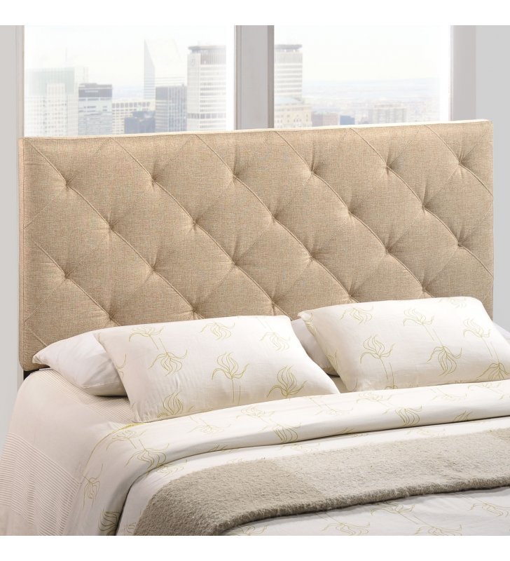 Theodore Queen Upholstered Fabric Headboard in Beige - Lexmod