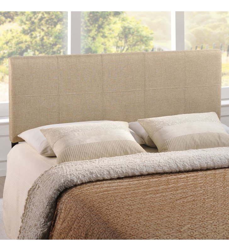 Oliver Queen Upholstered Fabric Headboard in Beige - Lexmod