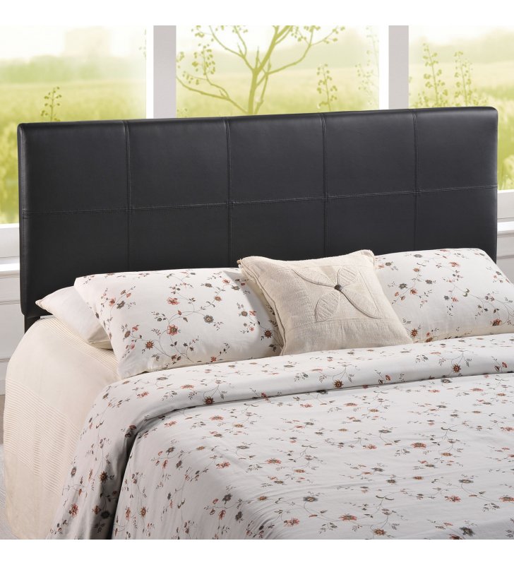 Oliver Queen Upholstered Vinyl Headboard in Black - Lexmod