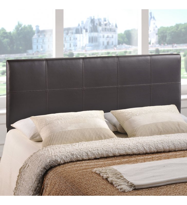 Oliver Queen Upholstered Vinyl Headboard in Brown - Lexmod