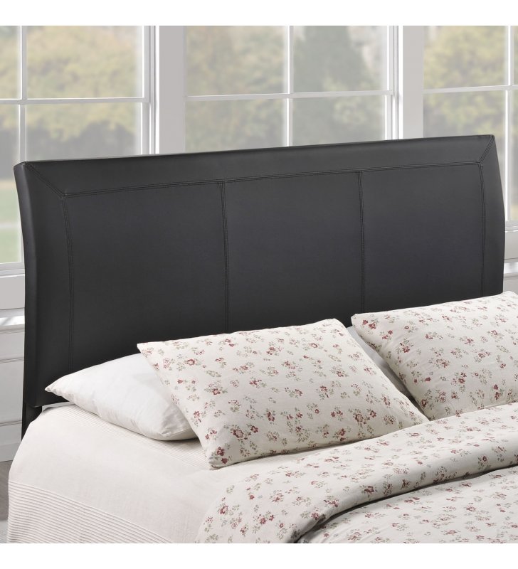 Isabella Queen Upholstered Vinyl Headboard in Black - Lexmod