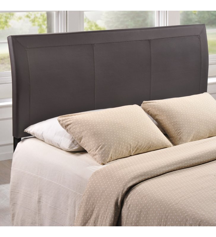 Isabella Queen Upholstered Vinyl Headboard in Brown - Lexmod
