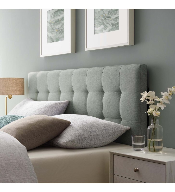 Lily King Upholstered Fabric Headboard in Gray - Lexmod