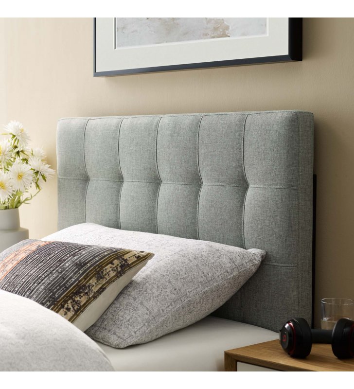 Lily Twin Upholstered Fabric Headboard in Gray - Lexmod
