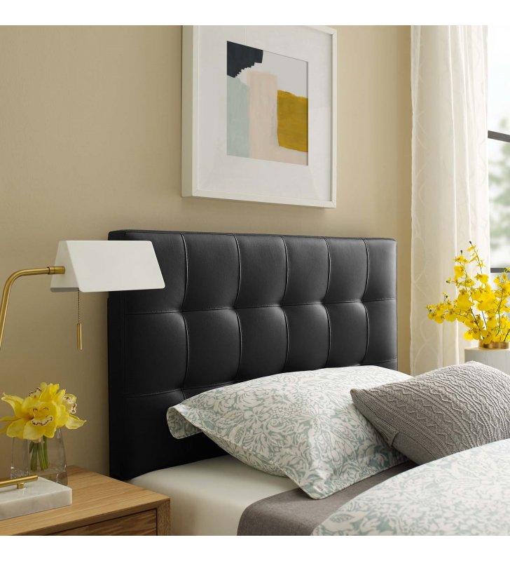 Lily Twin Upholstered Vinyl Headboard in Black - Lexmod