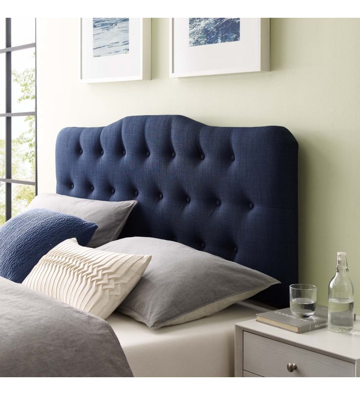Annabel Full Upholstered Fabric Headboard in Navy - Lexmod