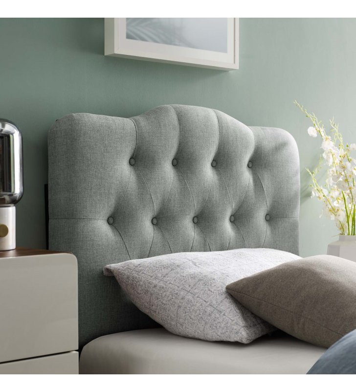 Annabel Twin Upholstered Fabric Headboard in Gray - Lexmod