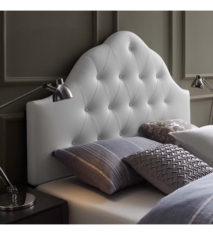 Sovereign King Upholstered Vinyl Headboard in White - Lexmod