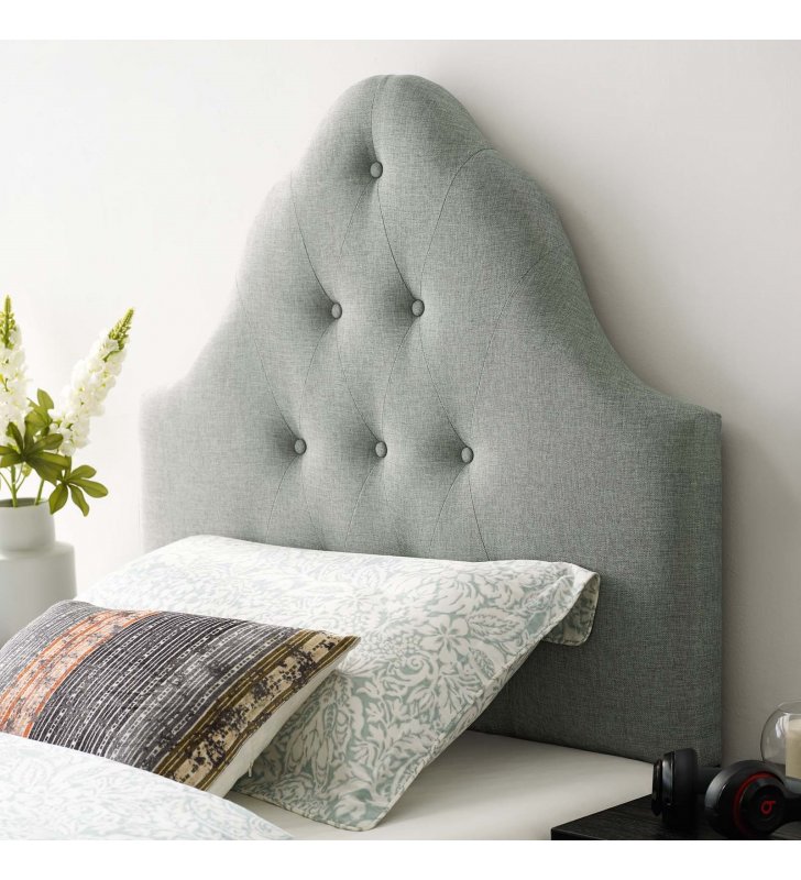 Sovereign Twin Upholstered Fabric Headboard in Gray - Lexmod