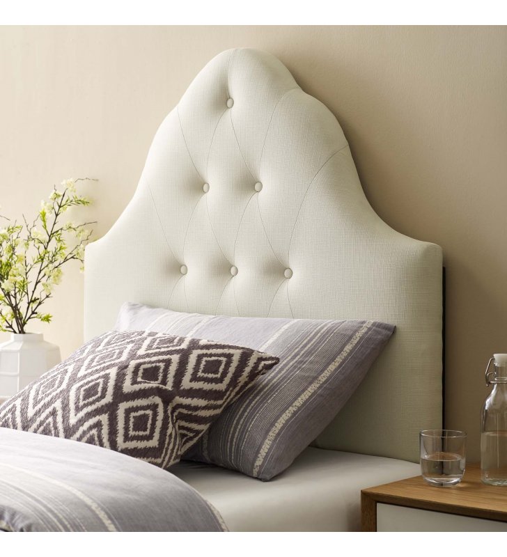 Sovereign Twin Upholstered Fabric Headboard in Ivory - Lexmod