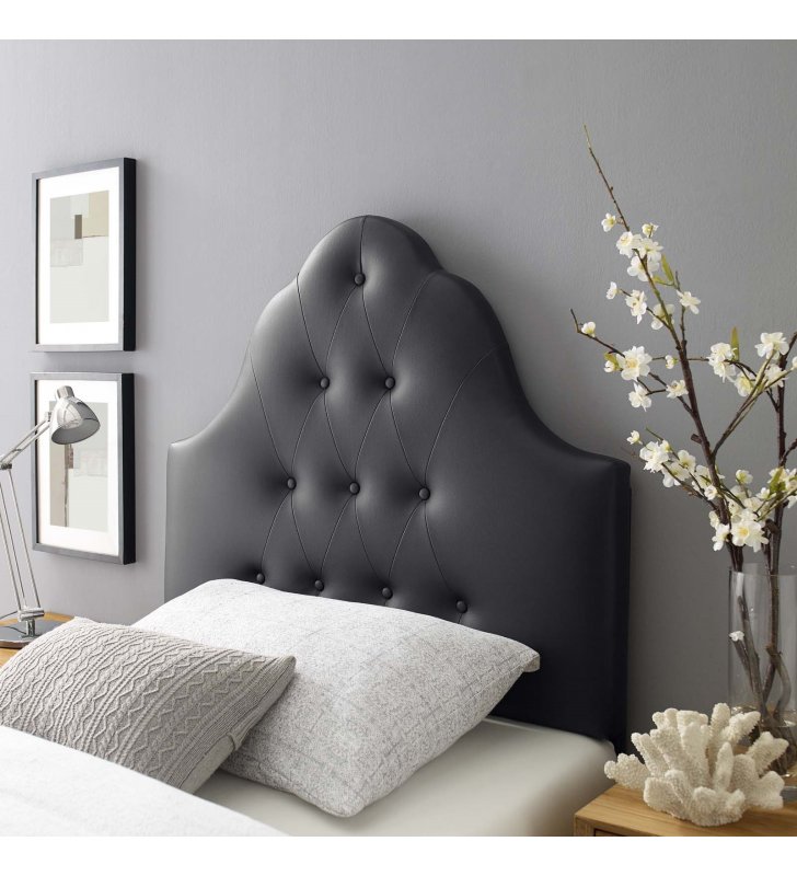 Sovereign Twin Upholstered Vinyl Headboard in Black - Lexmod