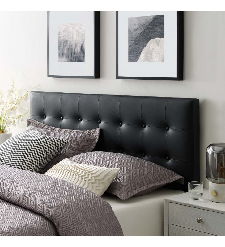 Emily Full Upholstered Vinyl Headboard in Black - Lexmod
