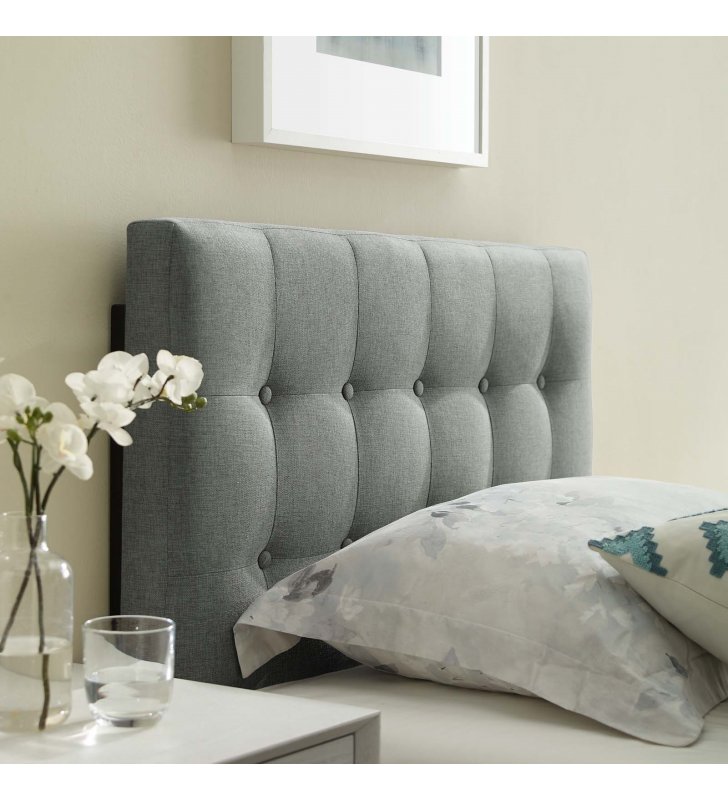 Emily Twin Upholstered Fabric Headboard in Gray - Lexmod