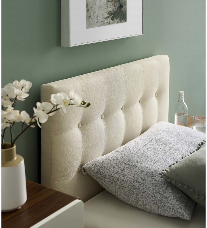 Emily Twin Upholstered Fabric Headboard in Ivory - Lexmod