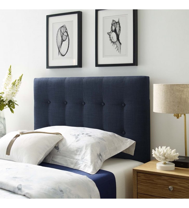 Emily Twin Upholstered Fabric Headboard in Navy - Lexmod