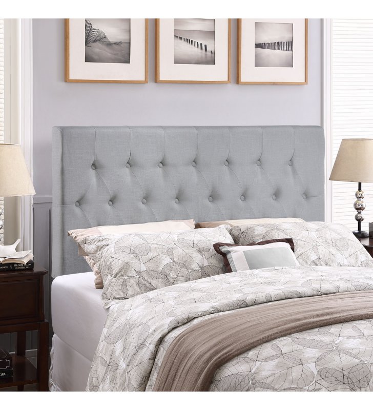 Clique Queen Upholstered Fabric Headboard in Sky Gray - Lexmod