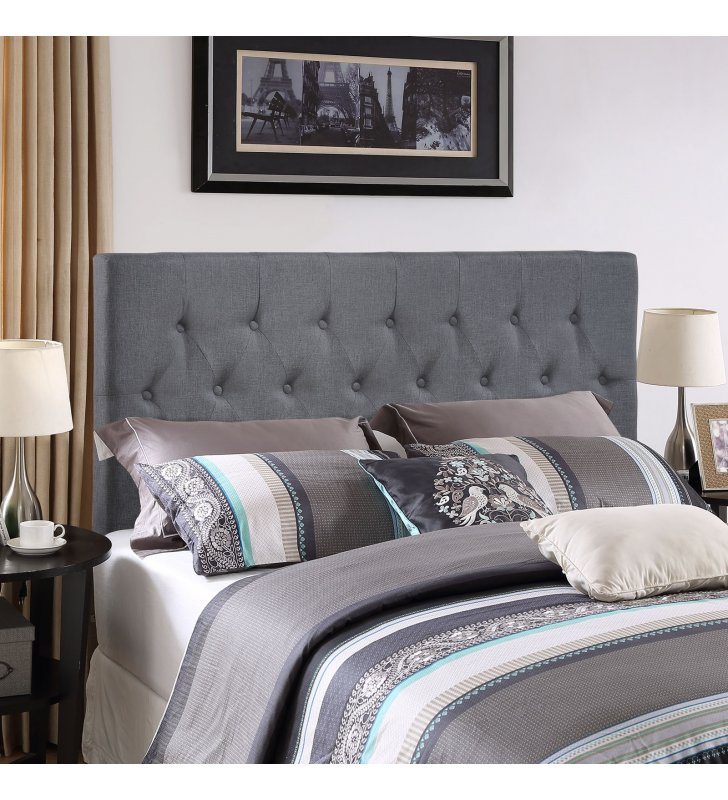 Clique Queen Upholstered Fabric Headboard in Smoke - Lexmod
