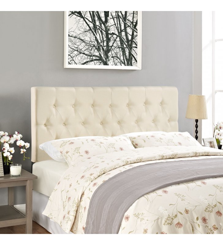 Clique King Upholstered Fabric Headboard in Ivory - Lexmod