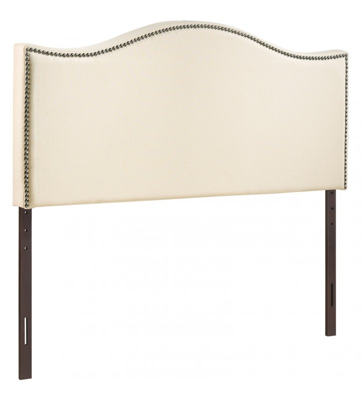 Curl King Nailhead Upholstered Headboard in Ivory - Lexmod
