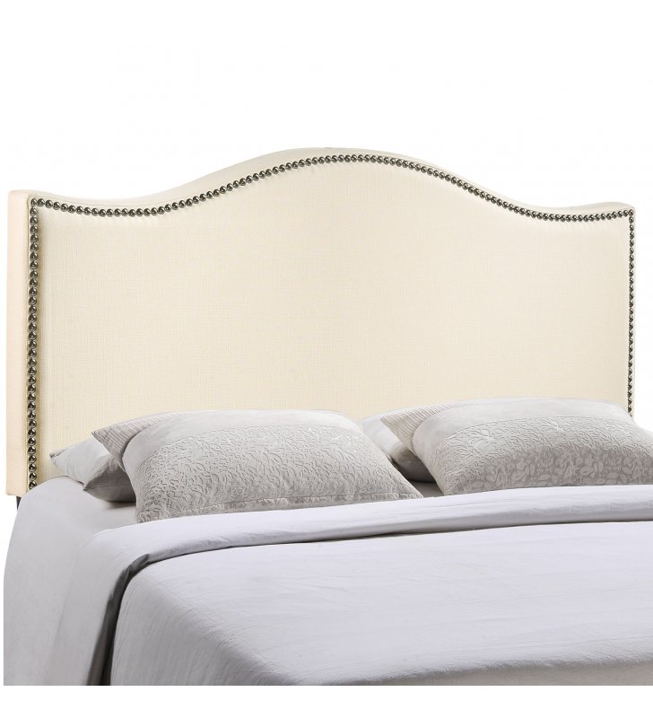Curl Full Nailhead Upholstered Headboard in Ivory - Lexmod