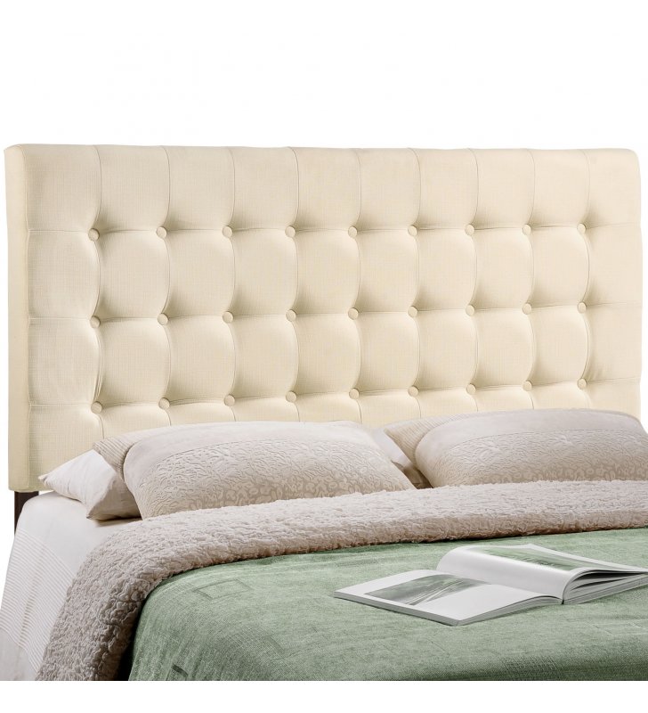 Tinble Queen Upholstered Fabric Headboard in Ivory - Lexmod