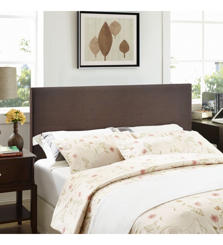 Region Queen Upholstered Headboard in Dark Brown - Lexmod