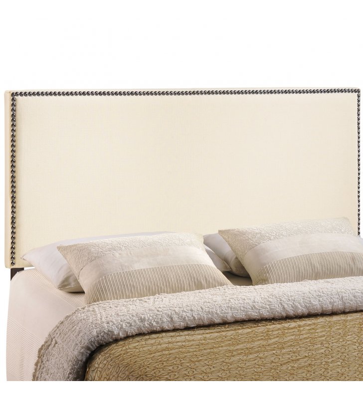 Region Nailhead King Upholstered Headboard in Ivory - Lexmod