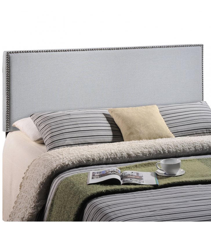 Region Nailhead  Full Upholstered Headboard in Sky Gray - Lexmod