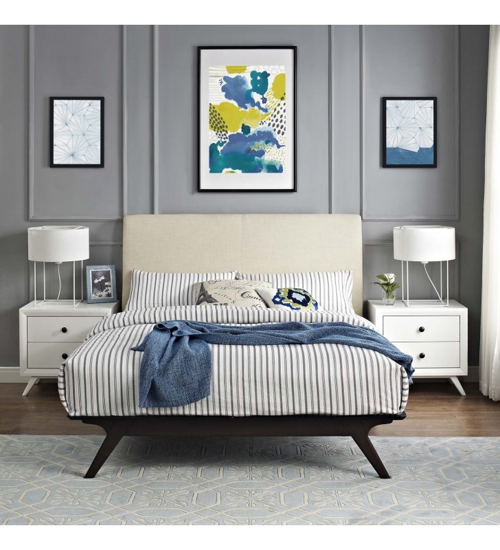 Tracy Queen Bed in Cappuccino Beige - Lexmod